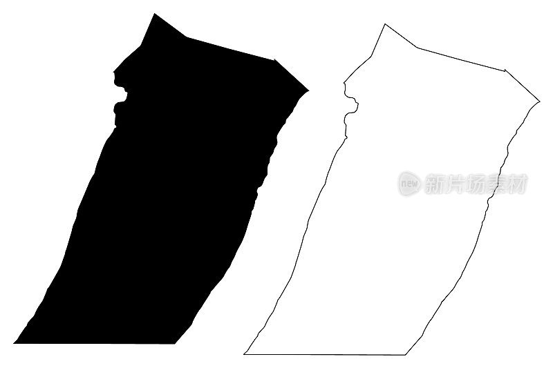 美国宾夕法尼亚州富尔顿县(U.S. County, United States, USA, USA)地图矢量图，草稿图富尔顿地图